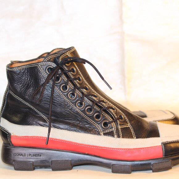 Donald J. Pliner Black and Red Leather Boots - Picture 13 of 15